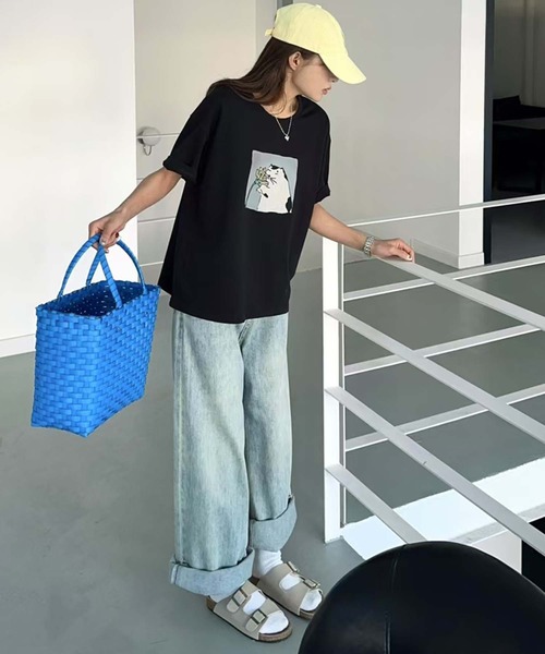 aimoha(アイモハ)の「猫プリントTシャツ(Tシャツ/カットソー・レディース・イエロー/ピンク/ブラック/ホワイト・FREE)」の11枚目の写真