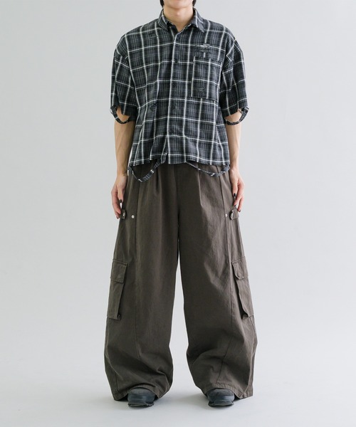 EPNK（イーピーエヌケー）の「【EPNK】Damage half sleeve check shirt / ダメージハーフスリーブチェックシャツ（シャツ/ブラウス・メンズ・ネイビー/ブラック・SMALL/MEDIUM/LARGE）」の10枚目の写真
