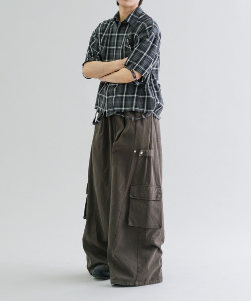 EPNK（イーピーエヌケー）の「【EPNK】Damage half sleeve check shirt / ダメージハーフスリーブチェックシャツ（シャツ/ブラウス・メンズ・ネイビー/ブラック・SMALL/MEDIUM/LARGE）」の11枚目の写真