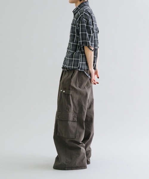 EPNK（イーピーエヌケー）の「【EPNK】Damage half sleeve check shirt / ダメージハーフスリーブチェックシャツ（シャツ/ブラウス・メンズ・ネイビー/ブラック・SMALL/MEDIUM/LARGE）」の12枚目の写真