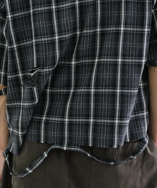 EPNK（イーピーエヌケー）の「【EPNK】Damage half sleeve check shirt / ダメージハーフスリーブチェックシャツ（シャツ/ブラウス・メンズ・ネイビー/ブラック・SMALL/MEDIUM/LARGE）」の16枚目の写真