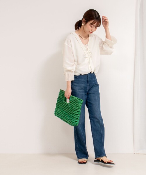 Rie Miller プリーツカラー2WAYブラウス Rie Miller ブラウス シャツ プリーツカラー2WAYブラウス