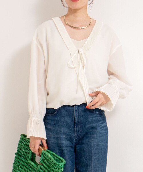 Rie Miller プリーツカラー2WAYブラウス プリーツカラー2WAYブラウス（シャツ/ブラウス）｜Rie Miller