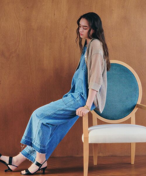 Editt by YECCA VECCA（エディットバイイェッカヴェッカ）の「綿麻デニムサロペット（サロペット/オーバーオール・レディース・インディゴブルー/ライトインディゴブルー・FREE）」の12枚目の写真