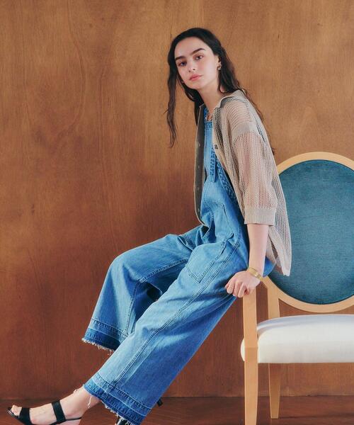 Editt by YECCA VECCA（エディットバイイェッカヴェッカ）の「綿麻デニムサロペット（サロペット/オーバーオール・レディース・インディゴブルー/ライトインディゴブルー・FREE）」の13枚目の写真