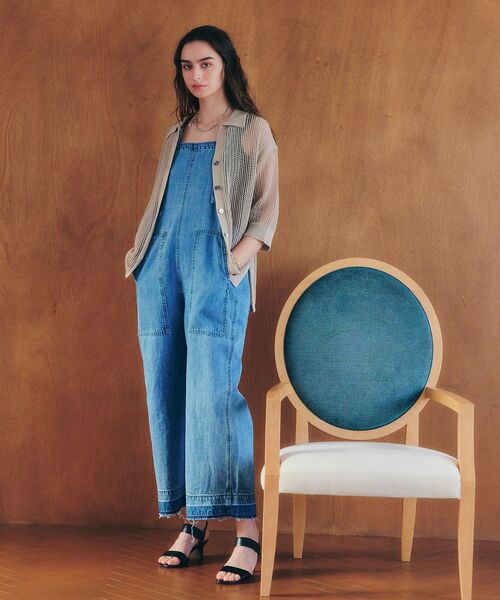 Editt by YECCA VECCA（エディットバイイェッカヴェッカ）の「綿麻デニムサロペット（サロペット/オーバーオール・レディース・インディゴブルー/ライトインディゴブルー・FREE）」の15枚目の写真