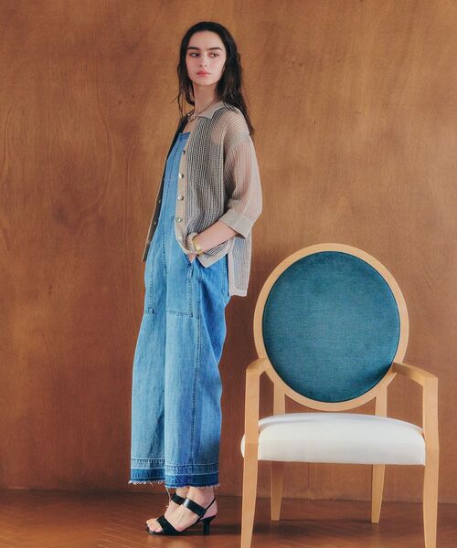 Editt by YECCA VECCA（エディットバイイェッカヴェッカ）の「綿麻デニムサロペット（サロペット/オーバーオール・レディース・インディゴブルー/ライトインディゴブルー・FREE）」の16枚目の写真