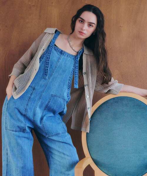 Editt by YECCA VECCA（エディットバイイェッカヴェッカ）の「綿麻デニムサロペット（サロペット/オーバーオール・レディース・インディゴブルー/ライトインディゴブルー・FREE）」の19枚目の写真