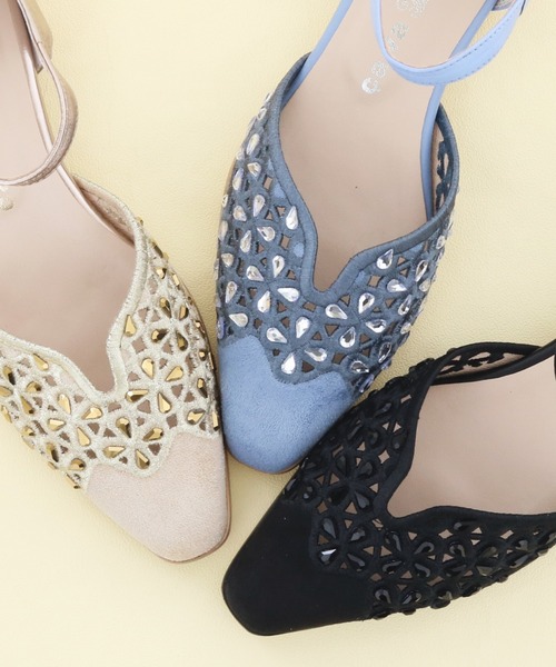 cava cava（サヴァサヴァ）の「ポインテッドセパレートパンプス　1320676（パンプス・レディース・ライトブルー/ブラック/ゴールド・24cm/23.5cm/23cm/22.5cm/24.5cm）」の6枚目の写真