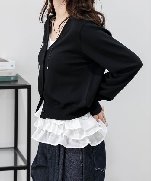 AMELY(エミリー)の「サマーニットカーデ&フリルキャミ(カーディガン/ボレロ・レディース・ネイビー/レッド/グレー/ブラック・フリー)」の9枚目の写真