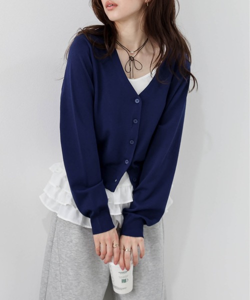 AMELY(エミリー)の「サマーニットカーデ&フリルキャミ(カーディガン/ボレロ・レディース・ネイビー/レッド/グレー/ブラック・フリー)」の22枚目の写真