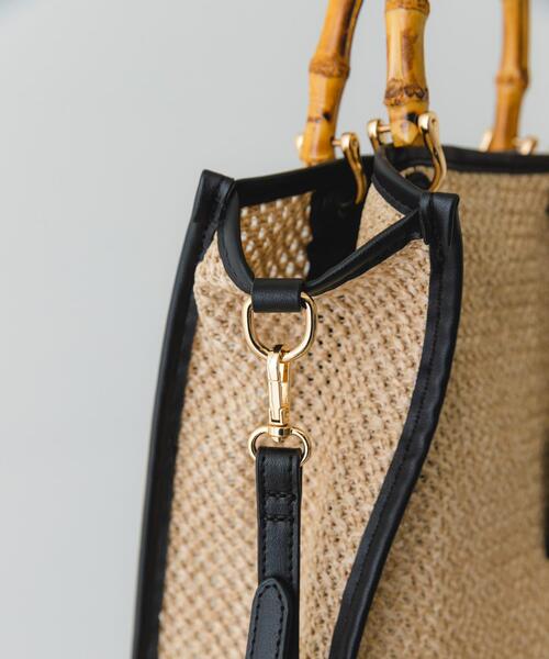 RODE SKO（ロデスコ）の「バンブー雑材バッグ（ショルダーバッグ・レディース・ブラック/オフホワイト・ONE）」の20枚目の写真