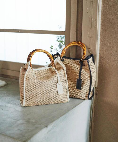 RODE SKO（ロデスコ）の「バンブー雑材バッグ（ショルダーバッグ・レディース・ブラック/オフホワイト・ONE）」の22枚目の写真