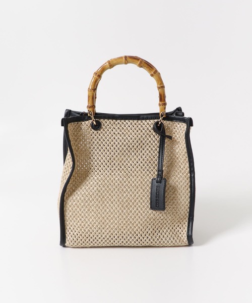 RODE SKO（ロデスコ）の「バンブー雑材バッグ（ショルダーバッグ・レディース・ブラック/オフホワイト・ONE）」の10枚目の写真