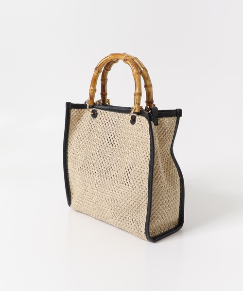 RODE SKO（ロデスコ）の「バンブー雑材バッグ（ショルダーバッグ・レディース・ブラック/オフホワイト・ONE）」の11枚目の写真