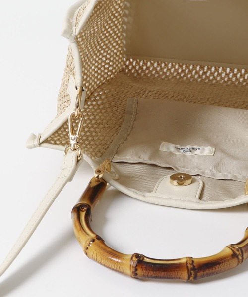 RODE SKO（ロデスコ）の「バンブー雑材バッグ（ショルダーバッグ・レディース・ブラック/オフホワイト・ONE）」の15枚目の写真