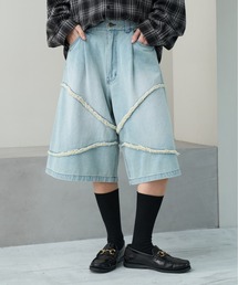 KUUUPY（クーピー）の「Fringe Baggy Half Denim Pants - フリンジバギーハーフデニムパンツ（デニムパンツ）」