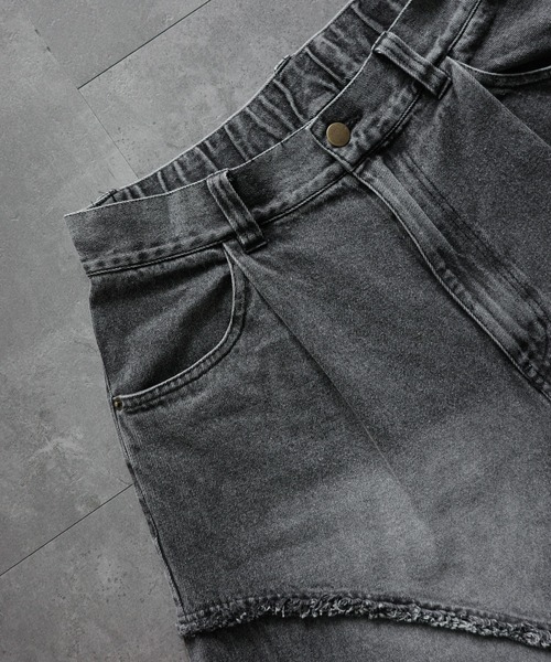 KUUUPY(クーピー)の「Fringe Baggy Half Denim Pants - フリンジバギーハーフデニムパンツ(デニムパンツ・メンズ・ブラック/ブルー・LARGE/MEDIUM/SMALL)」の6枚目の写真