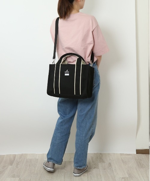 KANGOL(カンゴール)の「KANGOL KGC-2 2WAYバッグ(トートバッグ・レディース・ネイビー/ブラック/ホワイト・FREE)」の5枚目の写真