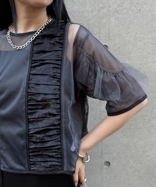 &g'aime(アンジェム)の「【&g’aime】MIXアシンメトリーブラウス MIX Asymmetrical Blouse(シャツ/ブラウス・レディース・ライトグレー/ブラック/チャコールグレー・FREE)」の19枚目の写真