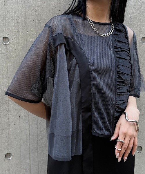 &g'aime(アンジェム)の「【&g’aime】MIXアシンメトリーブラウス MIX Asymmetrical Blouse(シャツ/ブラウス・レディース・ライトグレー/ブラック/チャコールグレー・FREE)」の20枚目の写真
