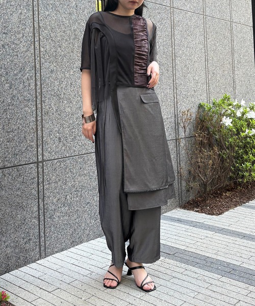 &g'aime(アンジェム)の「【&g’aime】MIXアシンメトリーブラウス MIX Asymmetrical Blouse(シャツ/ブラウス・レディース・ライトグレー/ブラック/チャコールグレー・FREE)」の12枚目の写真