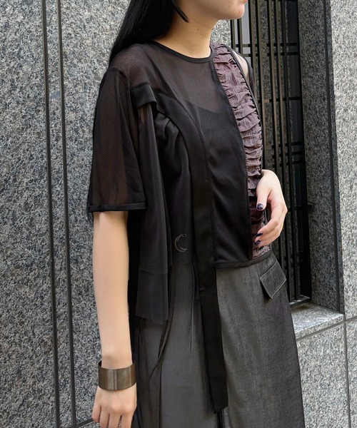 &g'aime(アンジェム)の「【&g’aime】MIXアシンメトリーブラウス MIX Asymmetrical Blouse(シャツ/ブラウス・レディース・ライトグレー/ブラック/チャコールグレー・FREE)」の6枚目の写真