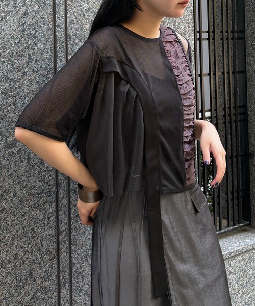 &g'aime(アンジェム)の「【&g’aime】MIXアシンメトリーブラウス MIX Asymmetrical Blouse(シャツ/ブラウス・レディース・ライトグレー/ブラック/チャコールグレー・FREE)」の7枚目の写真