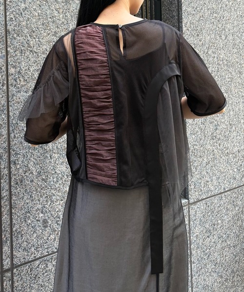 &g'aime(アンジェム)の「【&g’aime】MIXアシンメトリーブラウス MIX Asymmetrical Blouse(シャツ/ブラウス・レディース・ライトグレー/ブラック/チャコールグレー・FREE)」の9枚目の写真