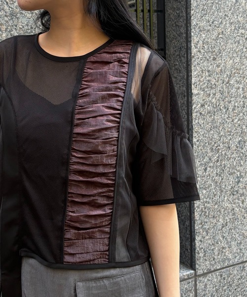 &g'aime(アンジェム)の「【&g’aime】MIXアシンメトリーブラウス MIX Asymmetrical Blouse(シャツ/ブラウス・レディース・ライトグレー/ブラック/チャコールグレー・FREE)」の10枚目の写真