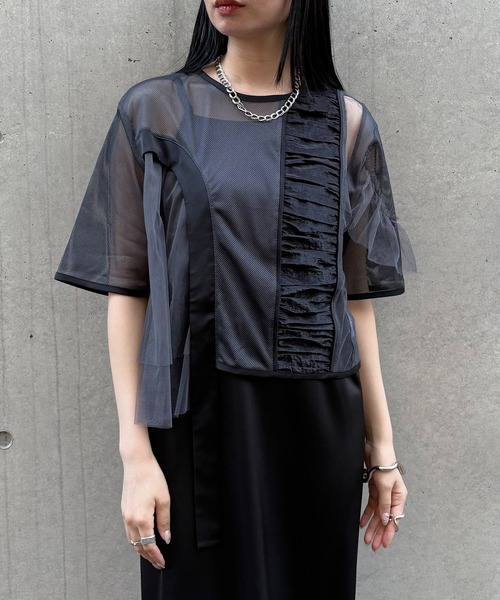 &g'aime(アンジェム)の「【&g’aime】MIXアシンメトリーブラウス MIX Asymmetrical Blouse(シャツ/ブラウス・レディース・ライトグレー/ブラック/チャコールグレー・FREE)」の15枚目の写真
