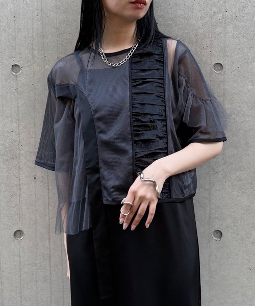 &g'aime(アンジェム)の「【&g’aime】MIXアシンメトリーブラウス MIX Asymmetrical Blouse(シャツ/ブラウス・レディース・ライトグレー/ブラック/チャコールグレー・FREE)」の16枚目の写真