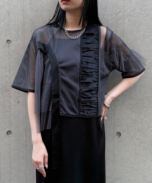 &g'aime(アンジェム)の「【&g’aime】MIXアシンメトリーブラウス MIX Asymmetrical Blouse(シャツ/ブラウス・レディース・ライトグレー/ブラック/チャコールグレー・FREE)」の17枚目の写真