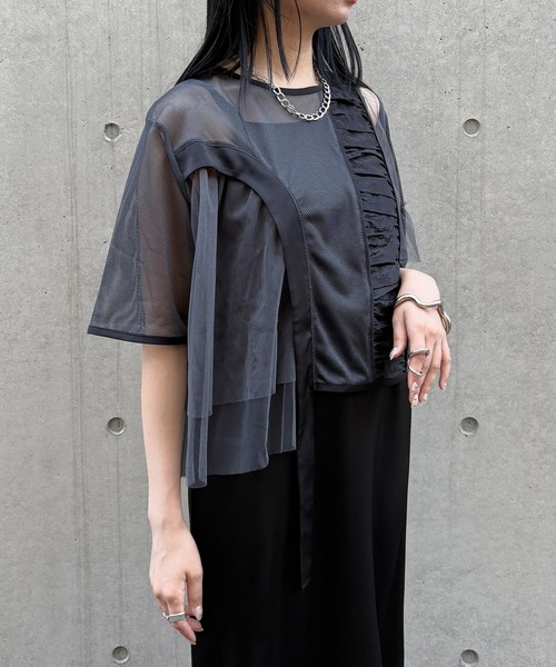 &g'aime(アンジェム)の「【&g’aime】MIXアシンメトリーブラウス MIX Asymmetrical Blouse(シャツ/ブラウス・レディース・ライトグレー/ブラック/チャコールグレー・FREE)」の18枚目の写真