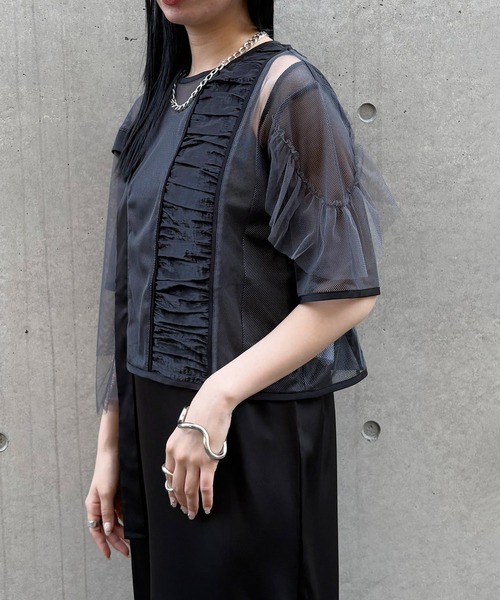 &g'aime(アンジェム)の「【&g’aime】MIXアシンメトリーブラウス MIX Asymmetrical Blouse(シャツ/ブラウス・レディース・ライトグレー/ブラック/チャコールグレー・FREE)」の22枚目の写真