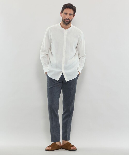 MACKINTOSH LONDON（マッキントッシュ ロンドン）の「【LEON掲載】ハイカウントリネンバンドカラーシャツ（シャツ/ブラウス・メンズ・グリーン系その他5/ホワイト/ブラック・XL/L/M）」の10枚目の写真