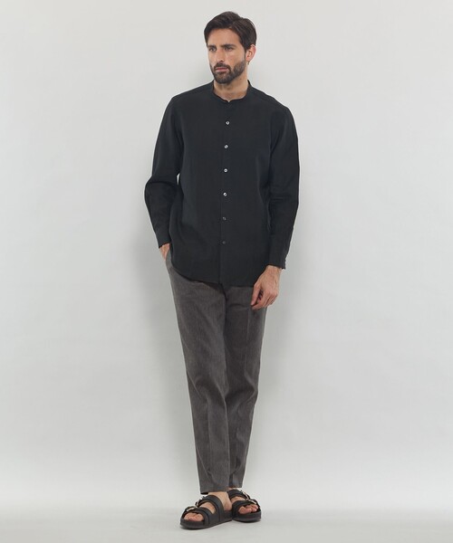 MACKINTOSH LONDON（マッキントッシュ ロンドン）の「【LEON掲載】ハイカウントリネンバンドカラーシャツ（シャツ/ブラウス・メンズ・グリーン系その他5/ホワイト/ブラック・XL/L/M）」の14枚目の写真