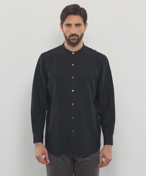 MACKINTOSH LONDON（マッキントッシュ ロンドン）の「【LEON掲載】ハイカウントリネンバンドカラーシャツ（シャツ/ブラウス・メンズ・グリーン系その他5/ホワイト/ブラック・XL/L/M）」の12枚目の写真