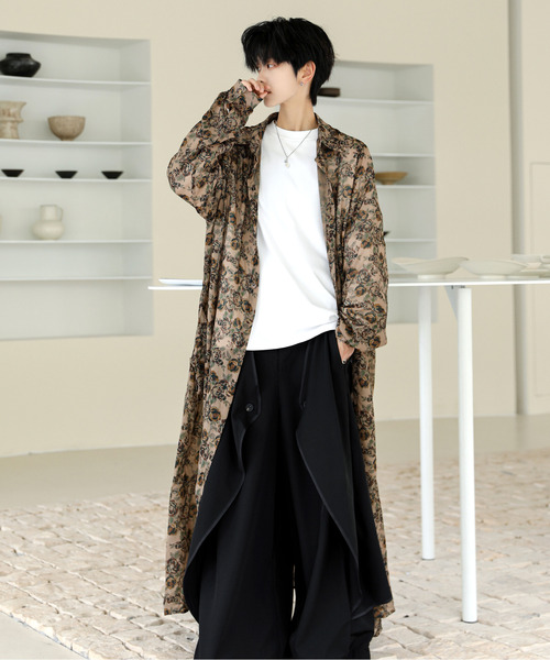 neos(ネオス)の「【neos】ロングシルエット レオパード フラワー 総柄 レトロ シアー シャツ(シャツ/ブラウス・メンズ・その他1/その他2/その他3・MEDIUM/LARGE)」の4枚目の写真