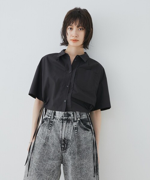ブラウス シャツ オープンヨークショートシャツ｜ウォッシャブル/半袖/夏服 レディース UNITED TOKYO ブラウス シャツ オープンヨークショートシャツ