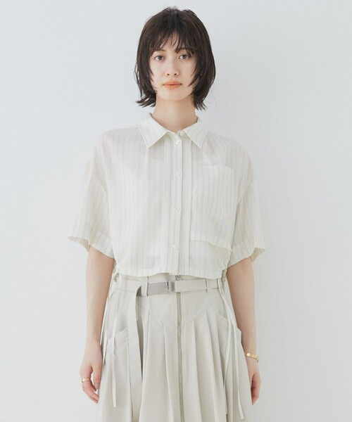 United Tokyo ショート丈レースシャツ オープンヨークショートシャツ｜ウォッシャブル/半袖/夏服