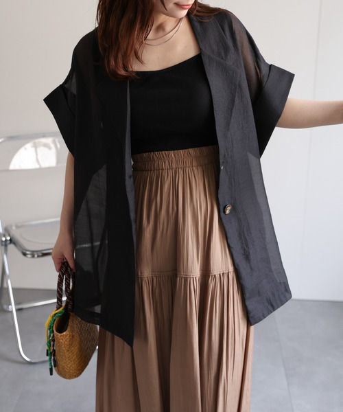 VERY掲載☆2025春夏 23区　ハーフスリーブジャケット crewre online shop / ハーフスリーブボクシージャケット