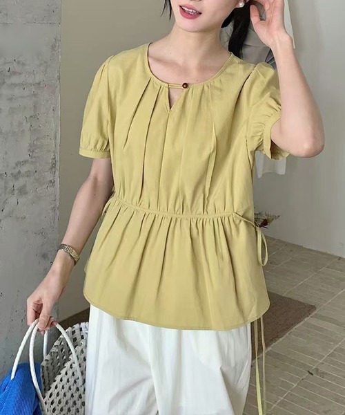 リボンパフスリーブブラウス yori リボンパフスリーブブラウス ホワイト