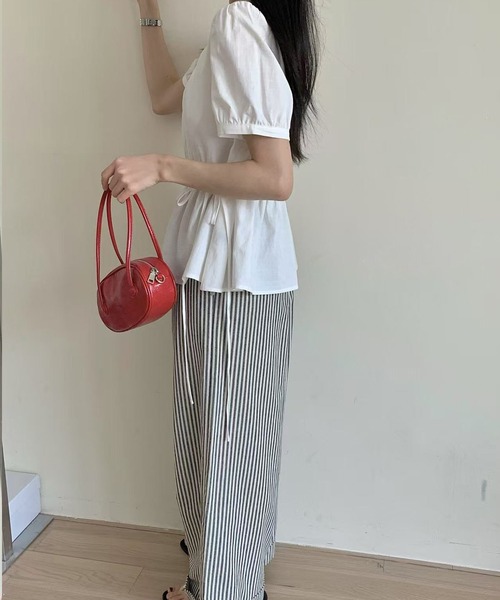 Lace Ladies(レースレディース)の「タック ドロスト リボン パフスリーブ ブラウス(シャツ/ブラウス・レディース・イエロー/ブルー/アイボリー・FREE)」の10枚目の写真