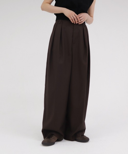 lit（リット）の「W Loop Wide Pants（スラックス・レディース・ブラック/キナリ/ブラウン/グレイッシュベージュ・36/38）」の3枚目の写真