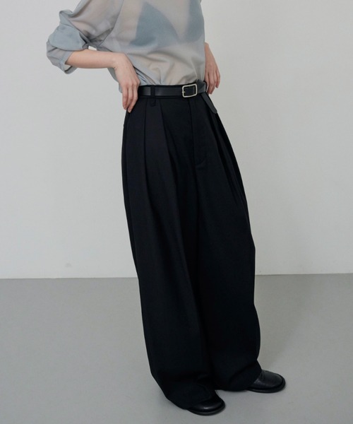 lit（リット）の「W Loop Wide Pants（スラックス・レディース・ブラック/キナリ/ブラウン/グレイッシュベージュ・36/38）」の15枚目の写真