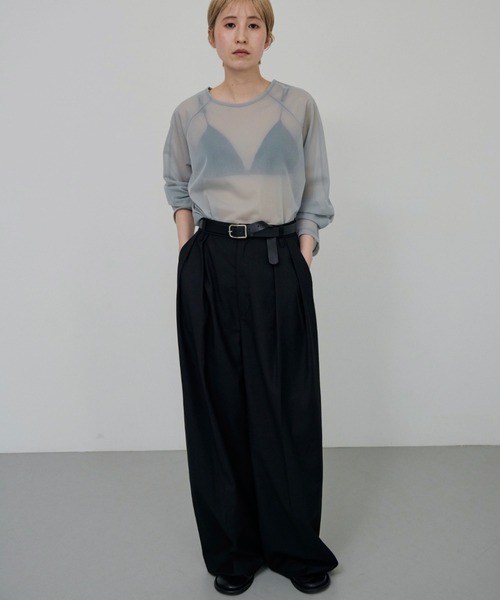lit（リット）の「W Loop Wide Pants（スラックス・レディース・ブラック/キナリ/ブラウン/グレイッシュベージュ・36/38）」の17枚目の写真