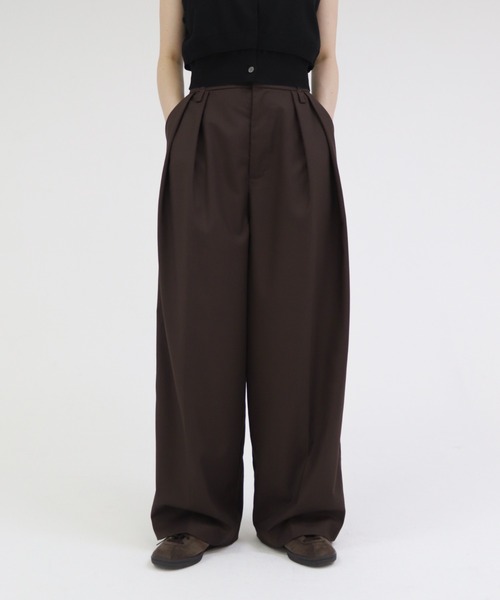 lit（リット）の「W Loop Wide Pants（スラックス・レディース・ブラック/キナリ/ブラウン/グレイッシュベージュ・36/38）」の20枚目の写真