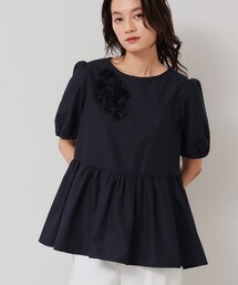 Sunauna | 【接触冷感／ペプラム】コサージュ風ブラウス(シャツ/ブラウス)