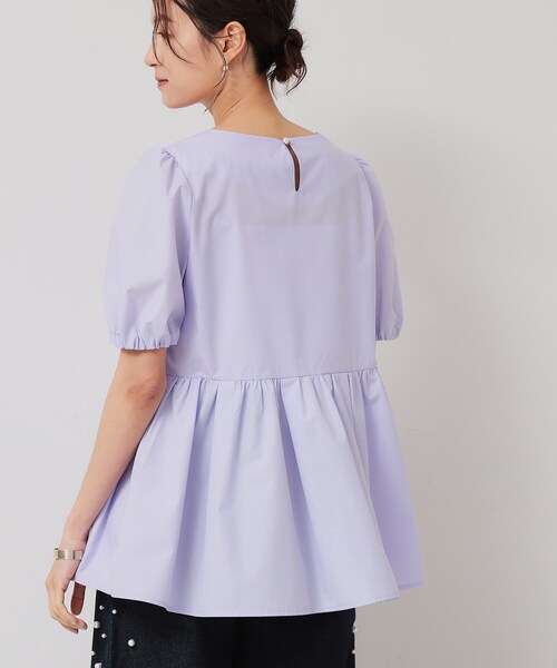 Sunauna（スーナウーナ）の「【接触冷感／ペプラム】コサージュ風ブラウス（シャツ/ブラウス・レディース・ライトパープル/ブルー/ネイビー・38/40）」の9枚目の写真